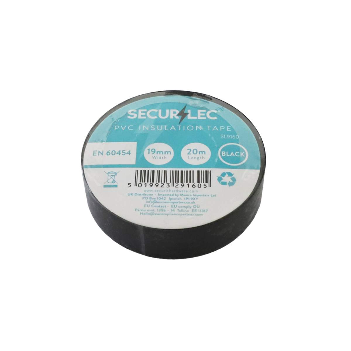 Pack of 10 Securlec black PVC insulation tape 20m