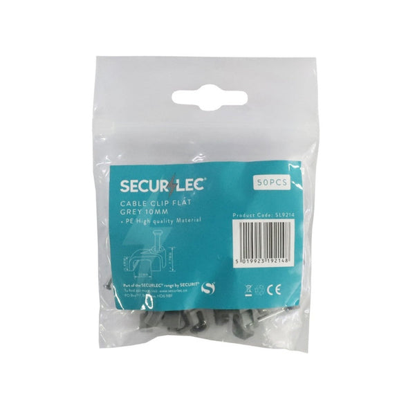 Securlec 50 flat grey 10mm cable clips
