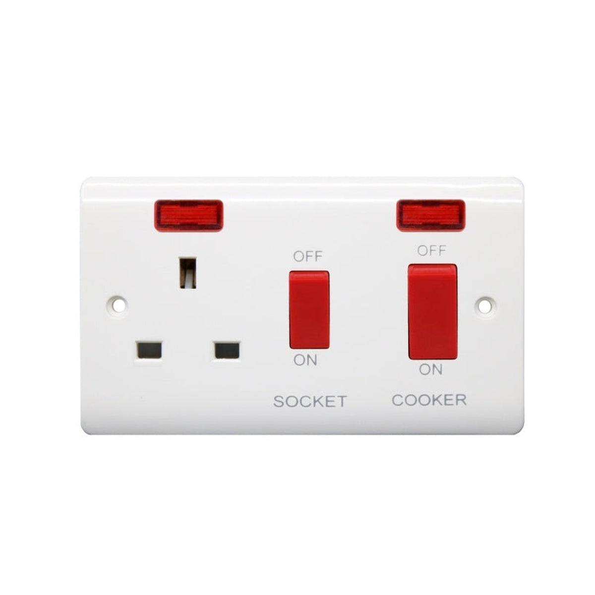 Securlec double pole cooker switch and 13A socket, view 2