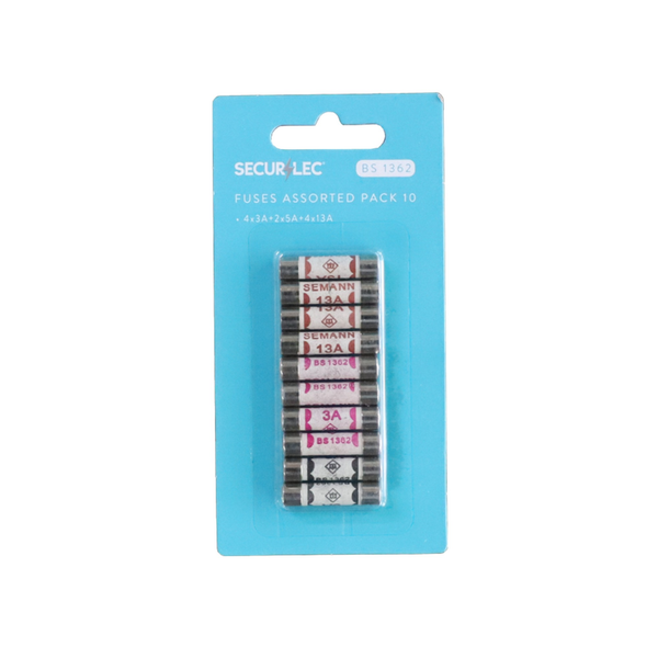 Securlec plug fuses 3, 5 and 13A, pack of 10
