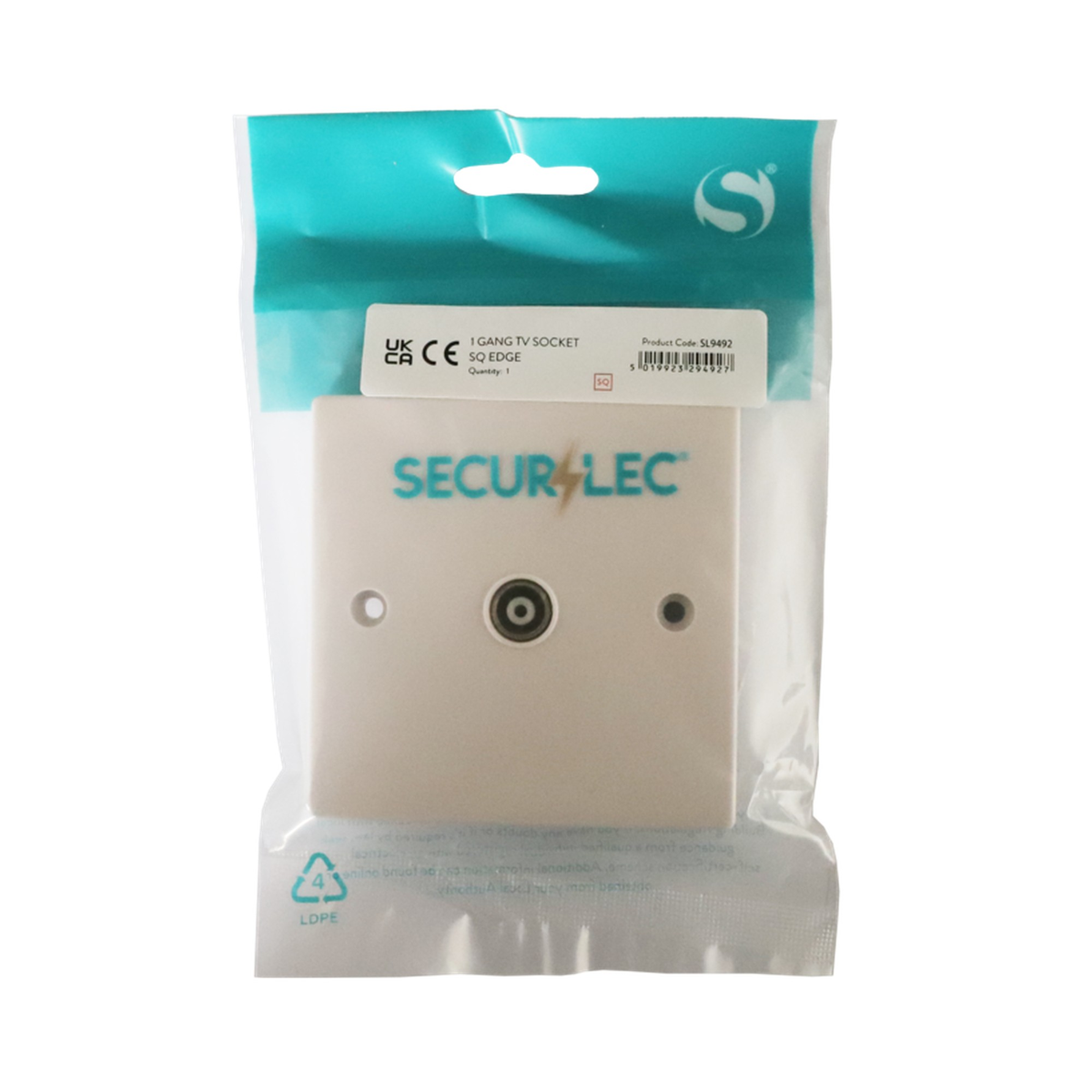 Securlec single flush coaxial aerial socket, view 2