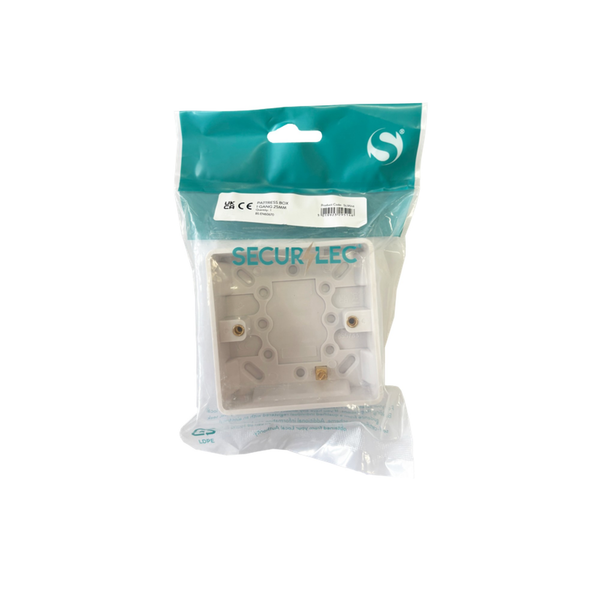 Securlec 1 gang 25mm surface pattress box