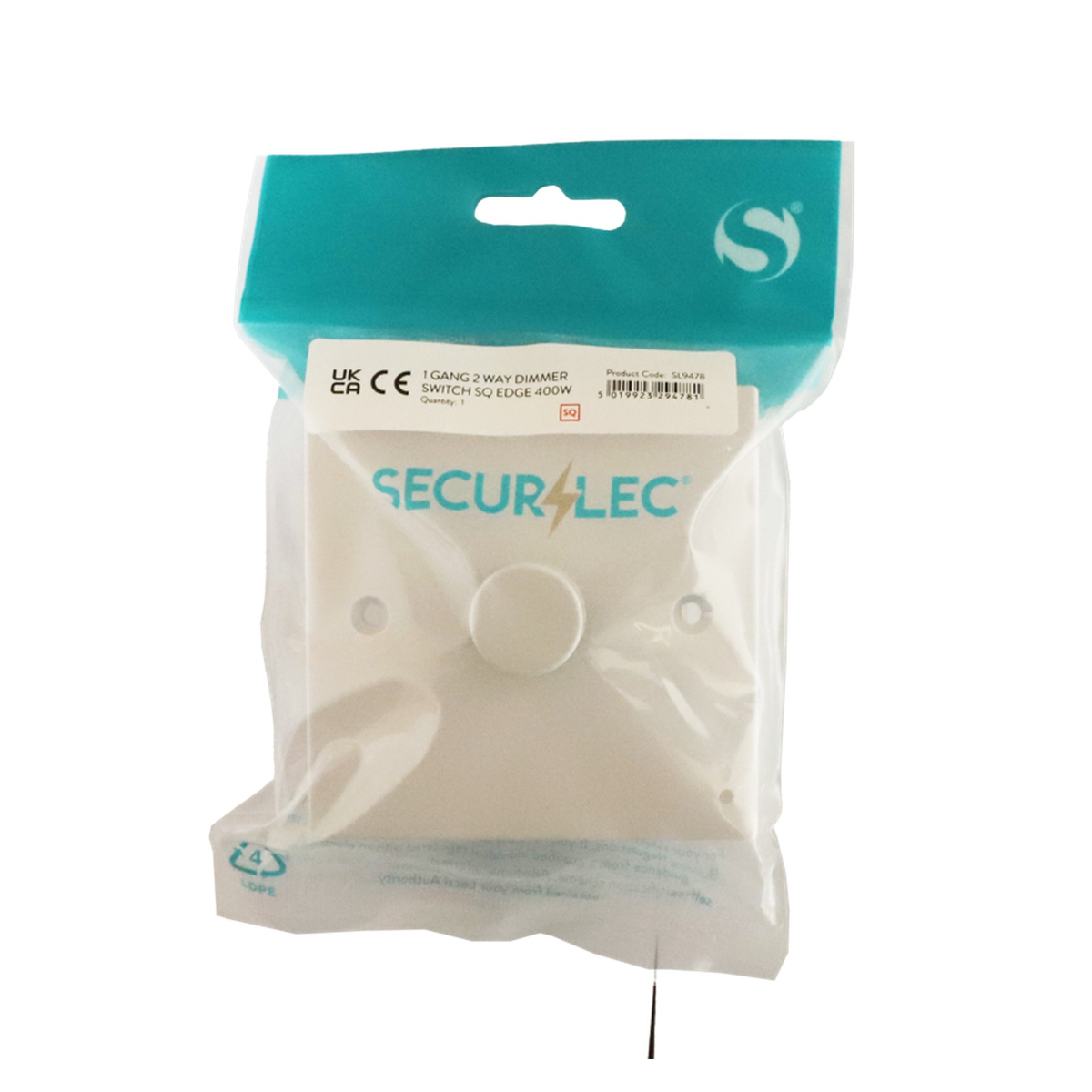 Securlec square 1 gang 2 way dimmer switch, view 2