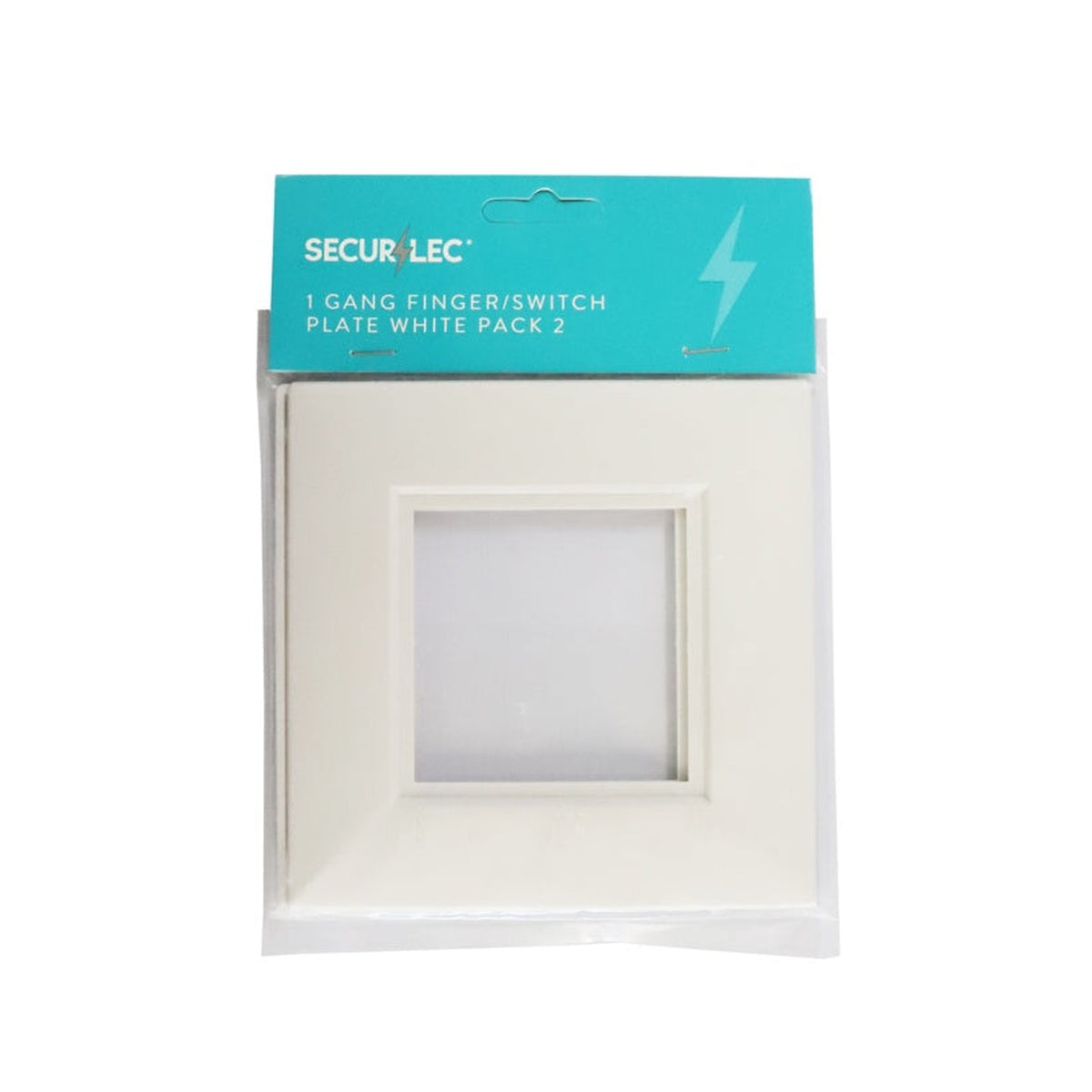 Securlec white square edge finger plates, pair, view 2