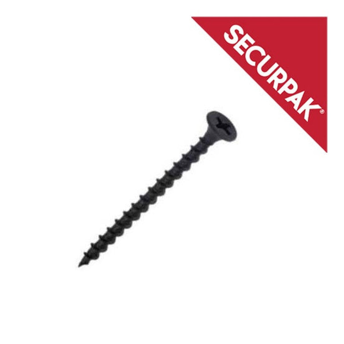 Pack of 12 Securpak black 3.5 x 75mm drywall screws