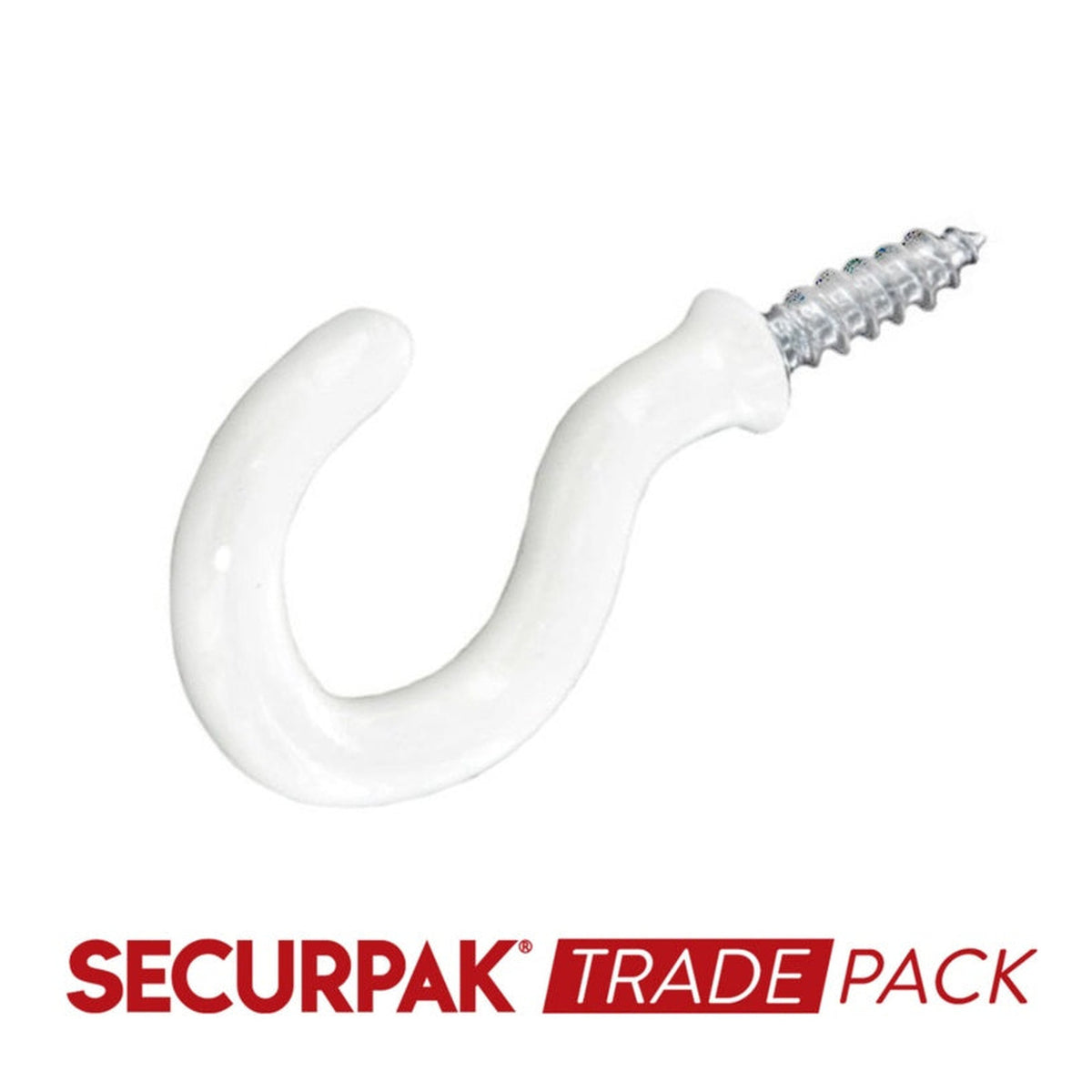 Pack of 100 Securpak white 32mm cup hooks