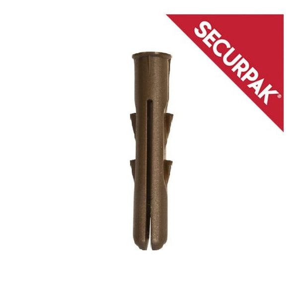 Securpak brown 7mm wall plugs pack of 12