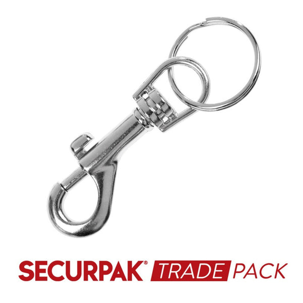 Securpak pack of 10 70mm nickel hipster key rings