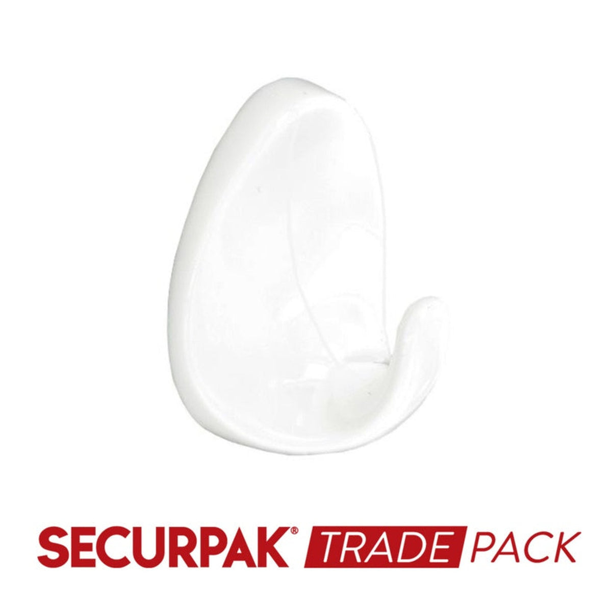Securpak white oval self adhesive hooks size M pack of 10