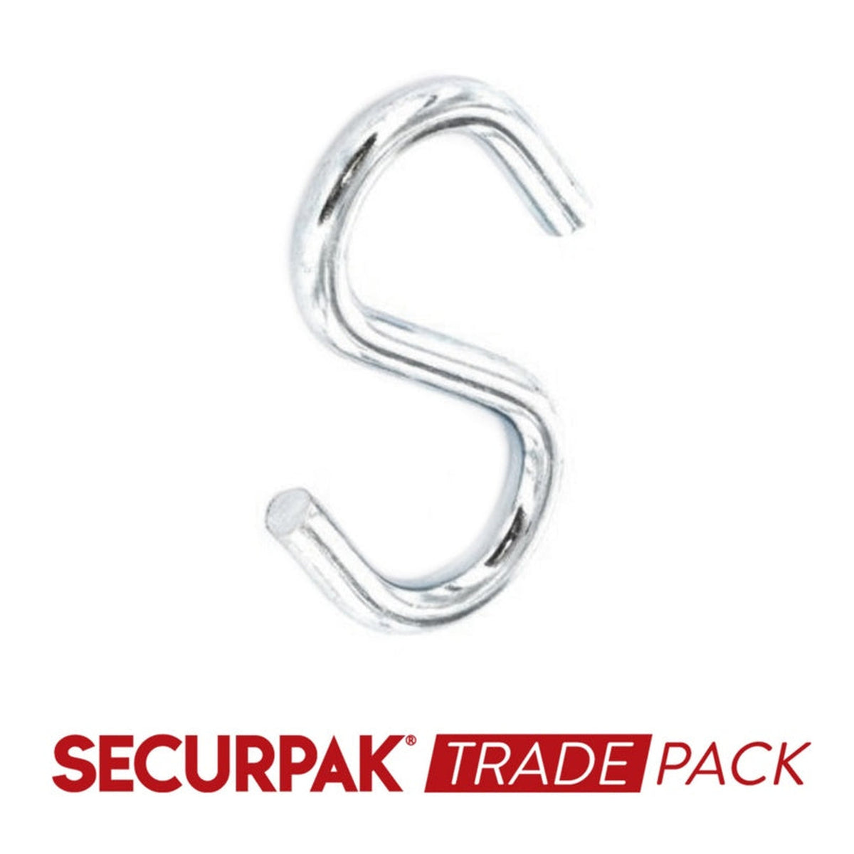 Pack of 20 Securpak 38mm zinc plated steel S hooks