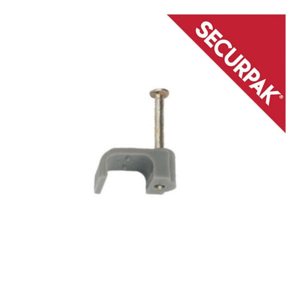 Securpak 6mm grey T and E cable clips pack of 12