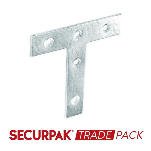 Securpak zinc plated 75mm tee plates pack of 5