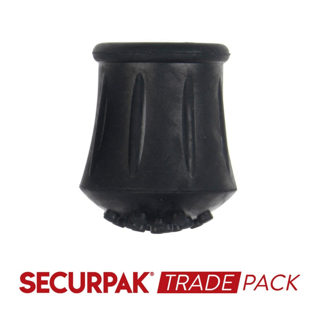 Securpak black walking stick ferrules 25mm, pack of 8