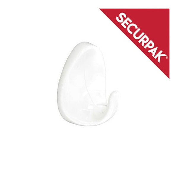 Securpak large white oval adhesive hooks pack of 2