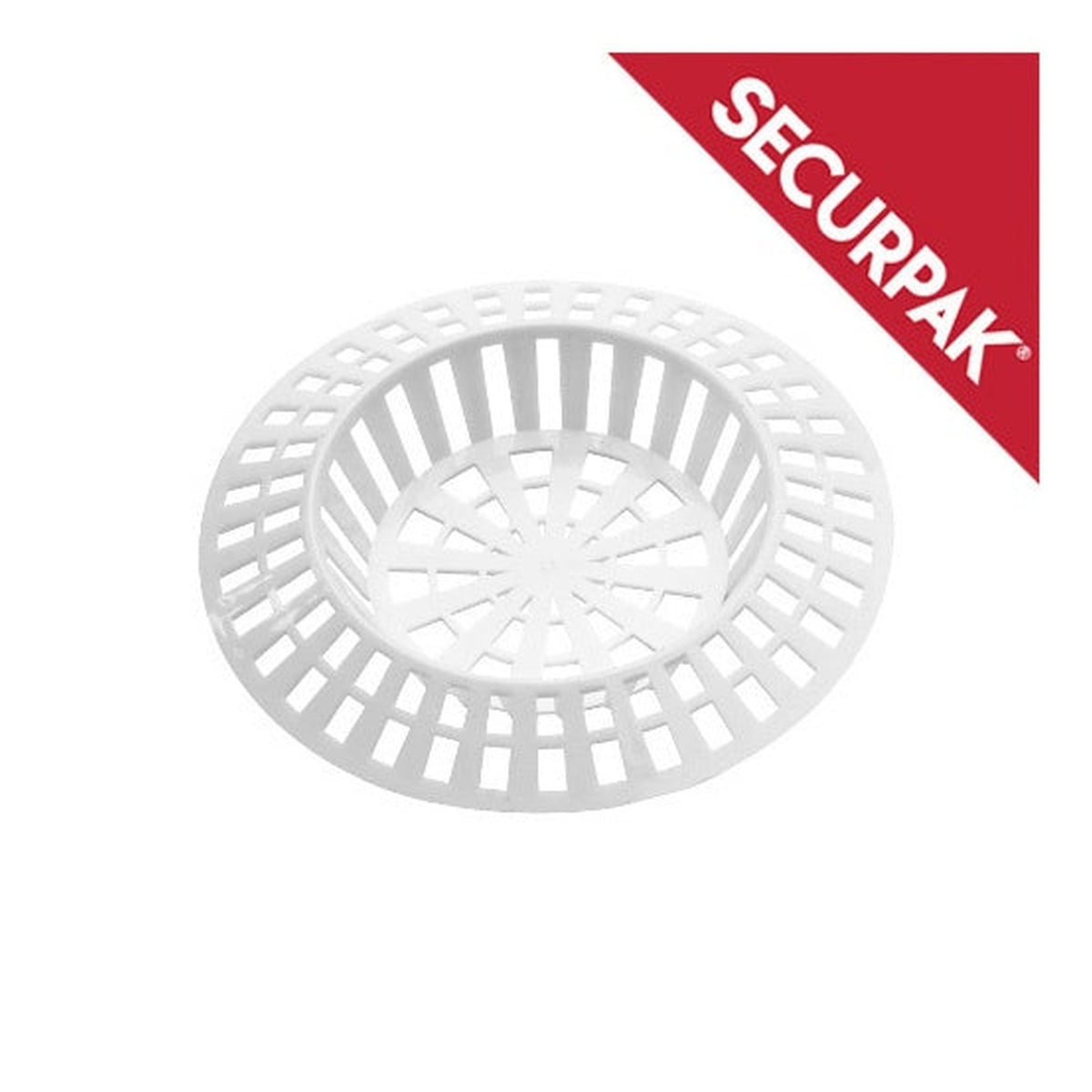 Pack of 2 Securpak 38mm white sink strainers