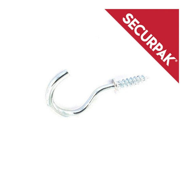 Securpak zinc plated 25mm cup hooks, pack of 15