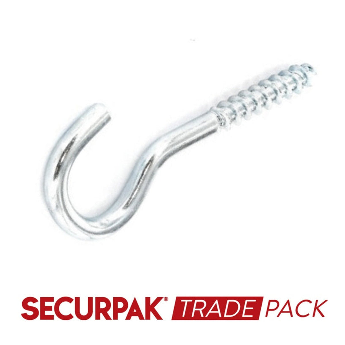 Securpak zinc plated screw hooks 55mm, pack of 40