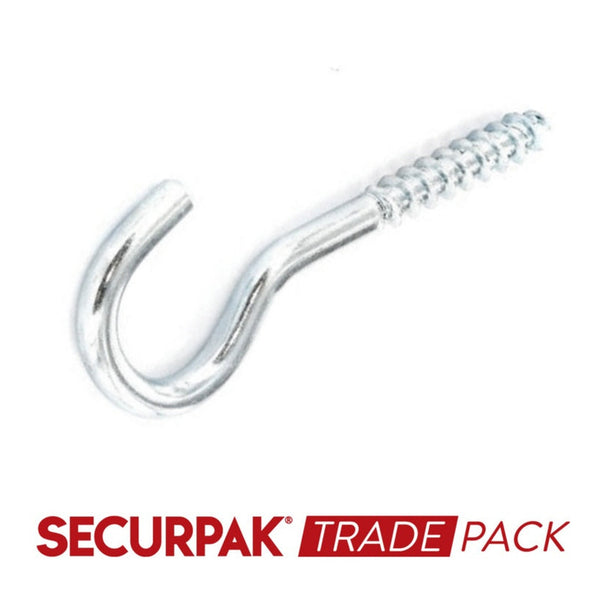 Securpak zinc plated screw hooks 55mm, pack of 40