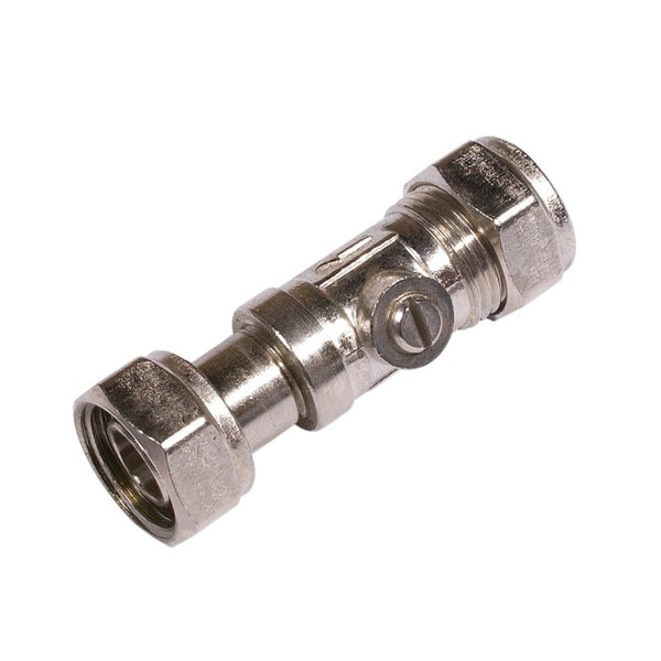 Securplumb straight chrome service valve 15mm x 1/2 inch