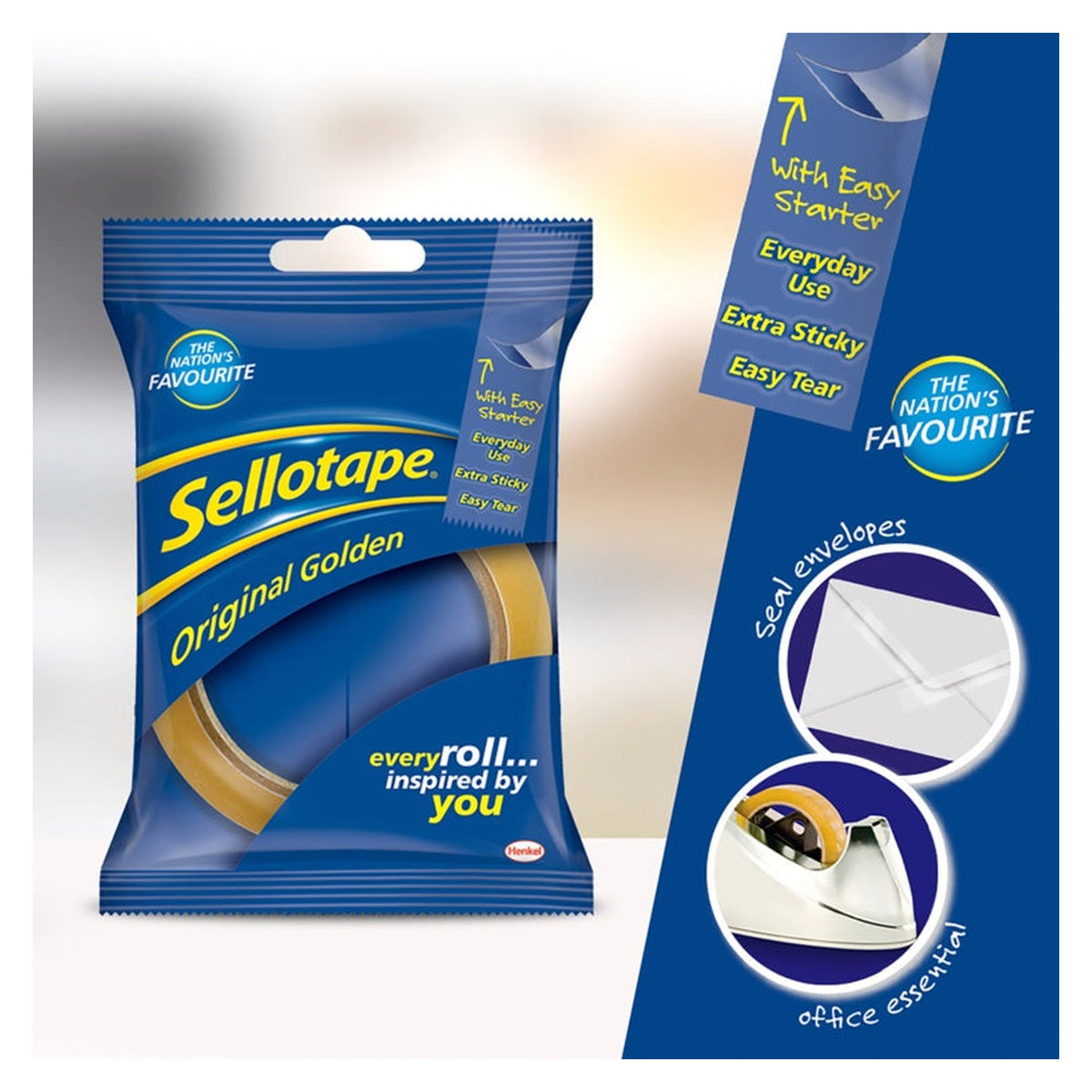 Sellotape Original Golden Tape 24mm x 50m clip strip of 12, view 4