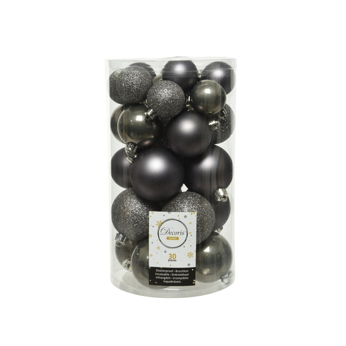 Shatterproof Baubles 6cm - Warm Grey