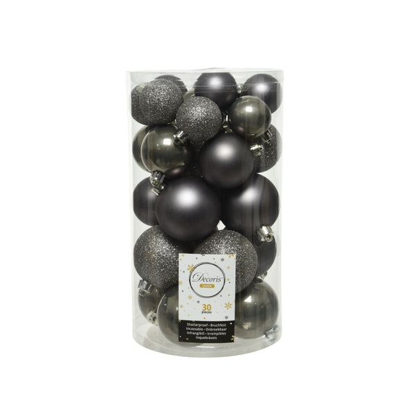 Shatterproof Baubles 6cm - Warm Grey