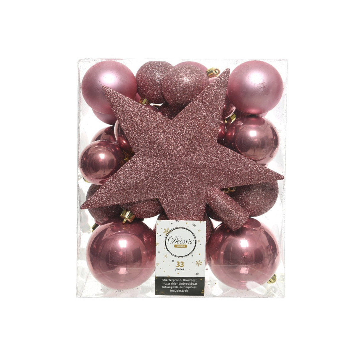Shatterproof Baubles 8cm - Velvet Pink 33 Pieces