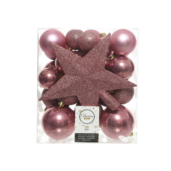 Shatterproof Baubles 8cm - Velvet Pink 33 Pieces