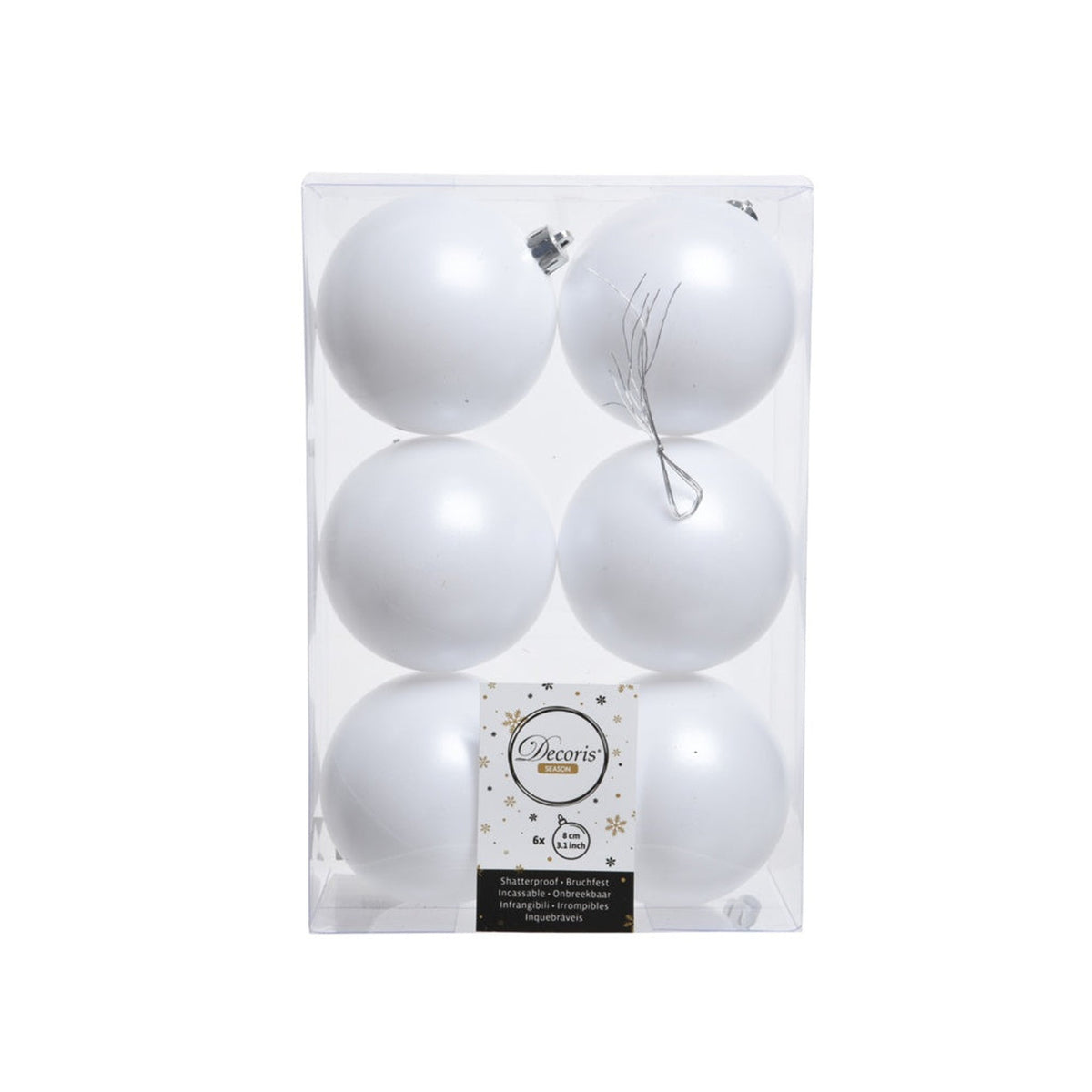 Shatterproof Plain Baubles - 8cm Winter White