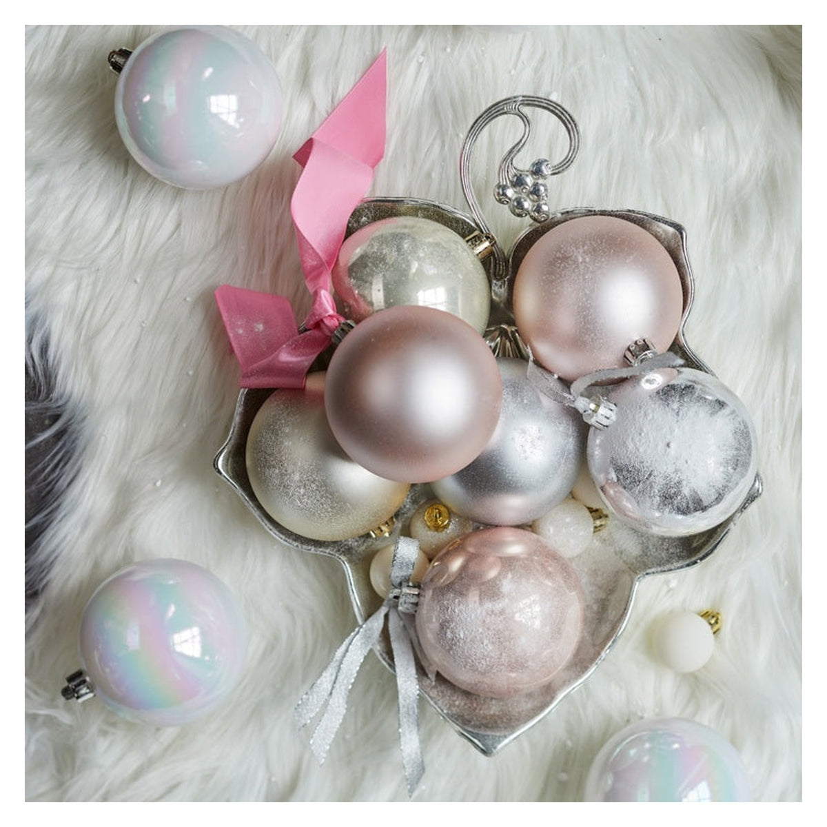 Shatterproof Plain Baubles Pack 6 - Silver, view 3