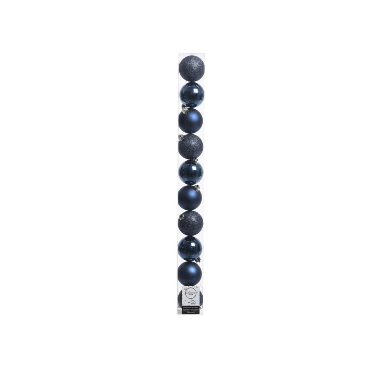 Shatterproof Plain Baubles Tube 10 - 6cm Night Blue Mix