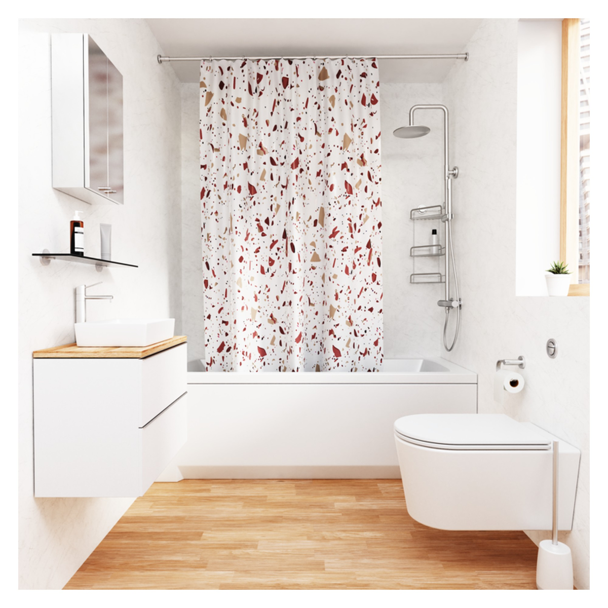 Shower Curtain 1800mm - Pink Terrazzo