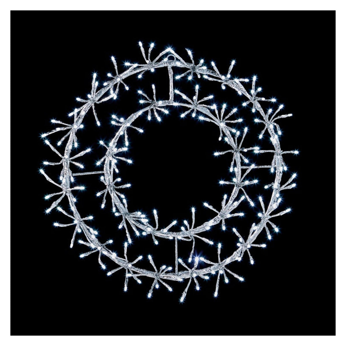 Silver Wreath Cluster White LED - 45cm