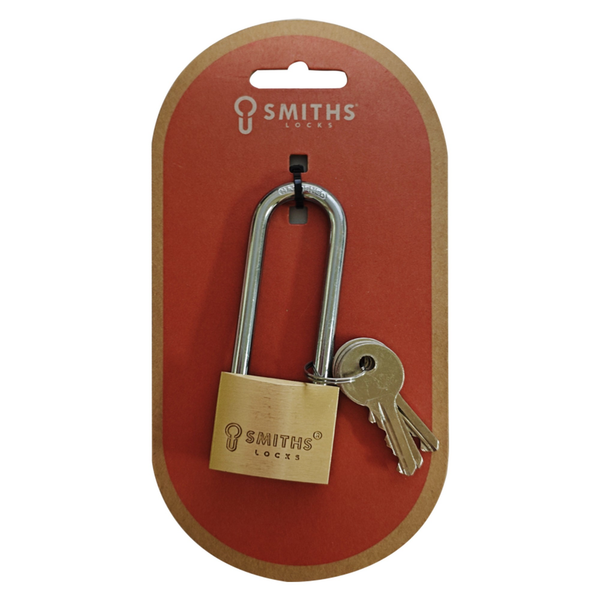 Smiths Locks 40mm brass long shackle padlock