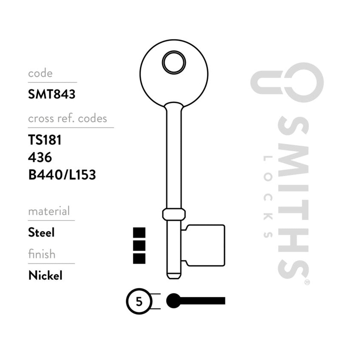 Smiths Locks Union 3 lever mortice key blanks pack of 10, view 3