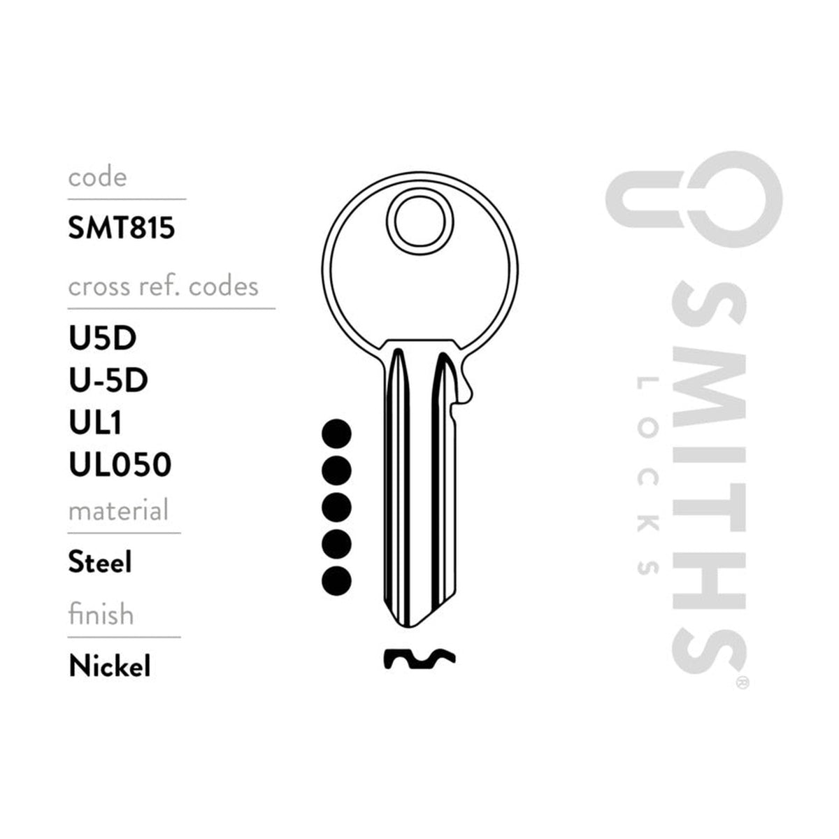 Smiths Locks universal 5 pin nickel plated key blanks, pack of 10, view 3