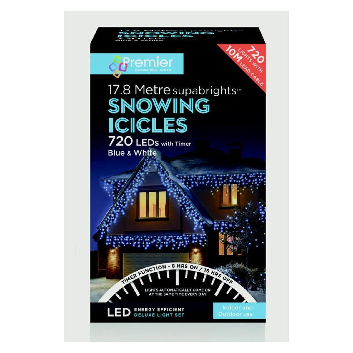Snowing Icicles With Timer Blue & White - 720 LED