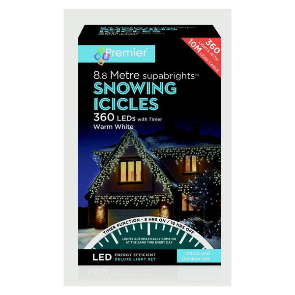 Snowing Icicles With Timer Warm White - 360 LED