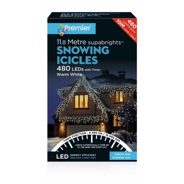 Snowing Icicles With Timer Warm White - 480 LED