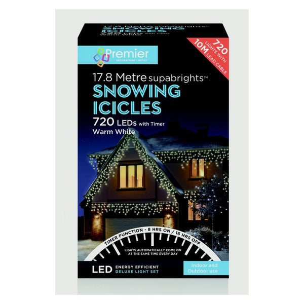 Snowing Icicles With Timer Warm White - 720 LED