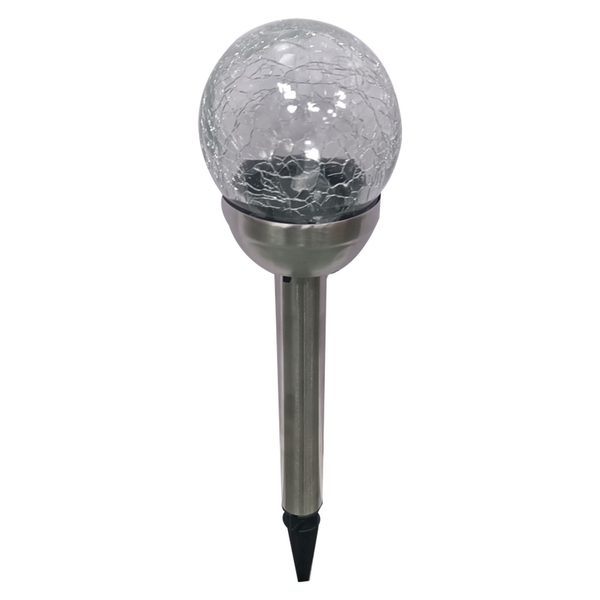Solar Crackle Ball Light White LED - 6cm