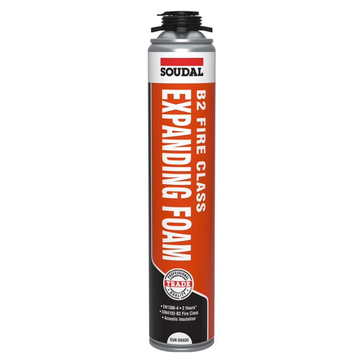 Soudal B2 Fire & Acoustic Expanding Foam 750ml, gun grade