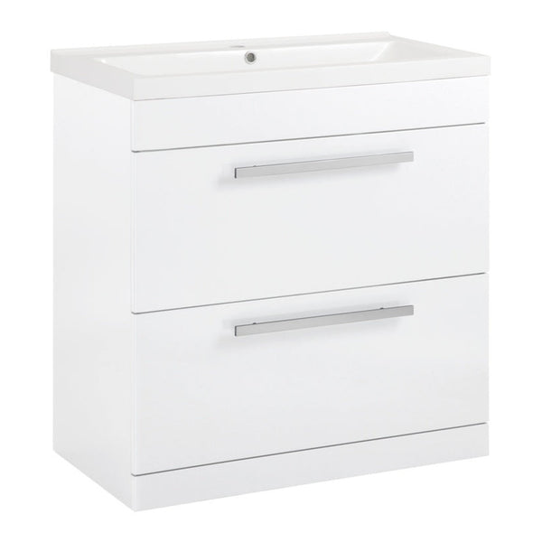 SP Avalon 800mm 2 drawer gloss white basin unit