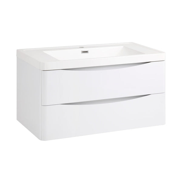 SP Ocata gloss white 900mm wall hung drawer basin unit