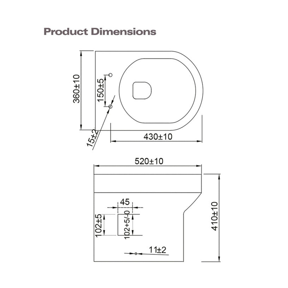 SP Pure back to wall toilet pan, view 4