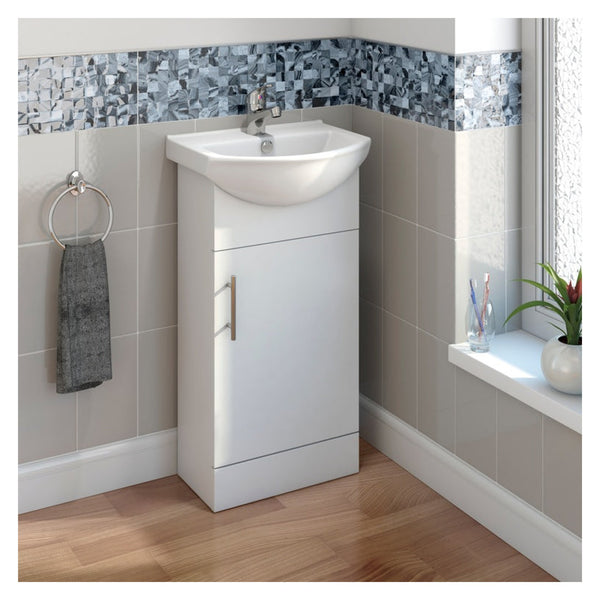 SP Rydal white 400mm single door bathroom unit