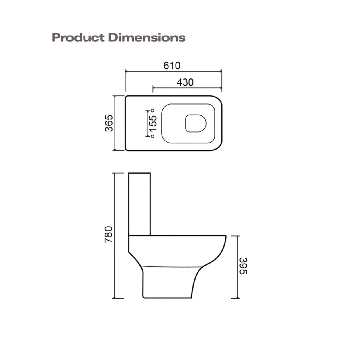 SP Space Saver one box square toilet with seat, view 3