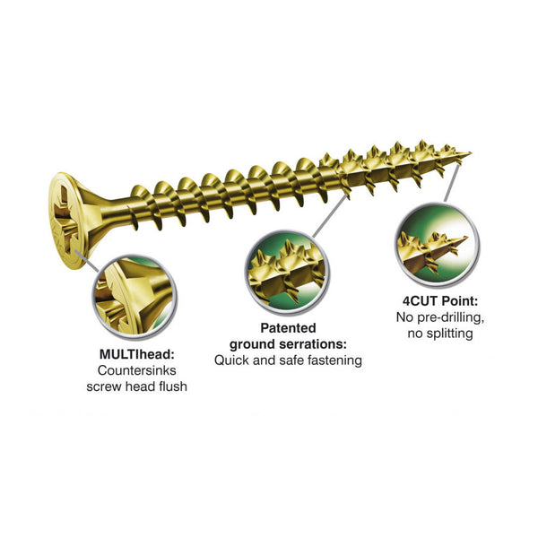 Spax Yellox coated woodscrews 4.0 x 50mm, box of 500