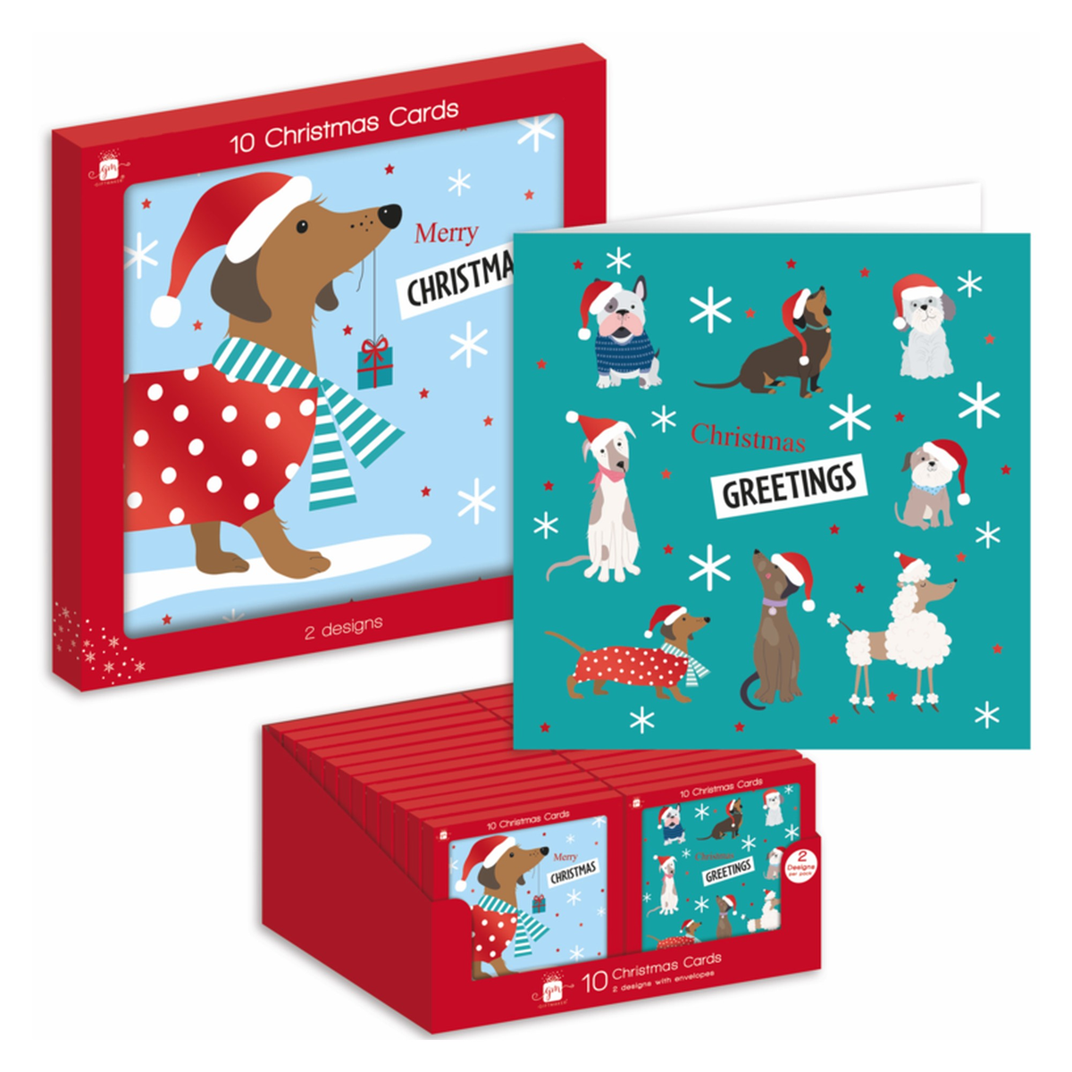 Square Christmas Cards Pack 10 - Dachshund