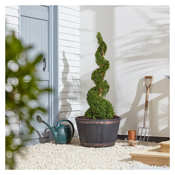 Strata extra large oakwood barrel planter 62.5cm